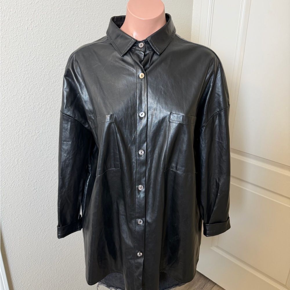 Olivaceous Black Faux Leather Women's Jacket Sz S/M